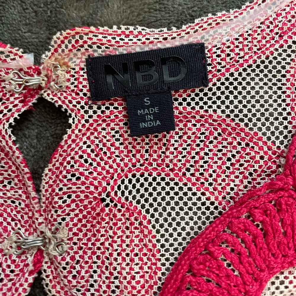 NBD size small . Red sheer with nude slip
